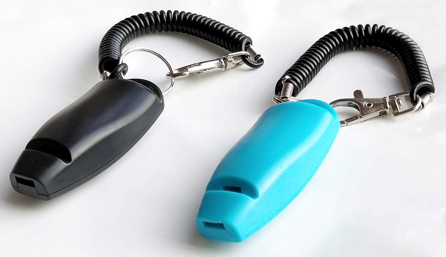Pet Training Clicker Whistle with Wrist Strap - Dog Training Clickers (Black + Blue)