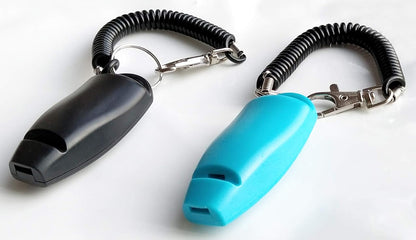 Pet Training Clicker Whistle with Wrist Strap - Dog Training Clickers (Black + Blue)