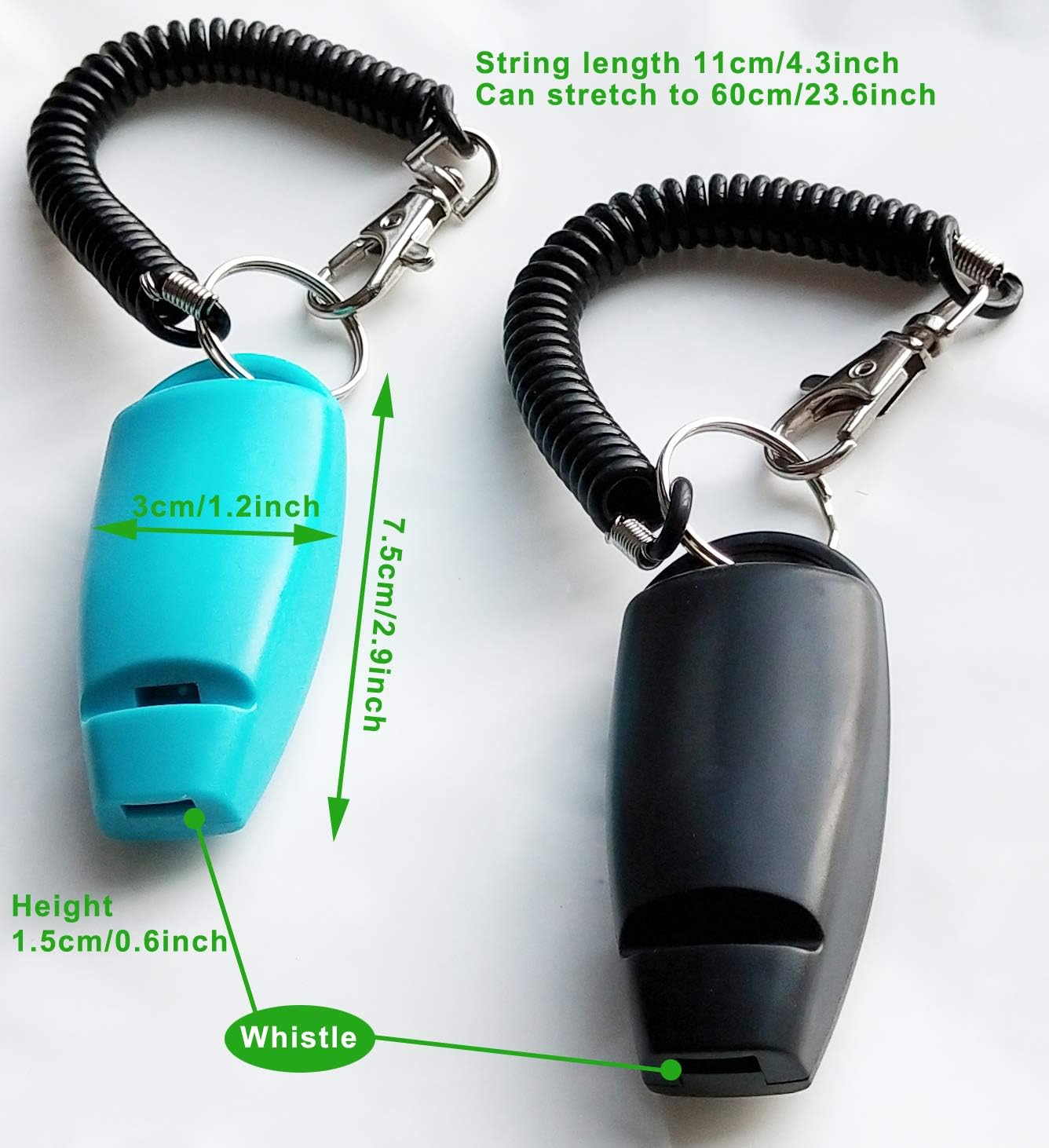 Pet Training Clicker Whistle with Wrist Strap - Dog Training Clickers (Black + Blue)