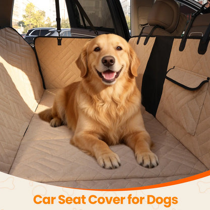VALUXE Waterproof Dog Car Seat Cover for Large Dogs, Full-Cover Back Seat Protector, Foldable Design, Beige/Black